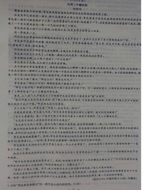 2015浙江丽水中考语文试卷