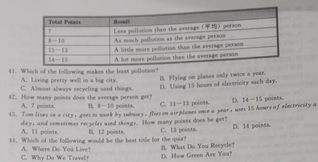 2015浙江杭州中考英语试卷
