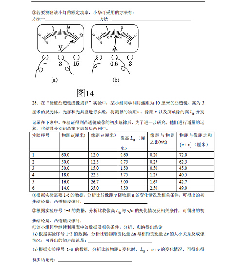 2015上海中考物理试卷