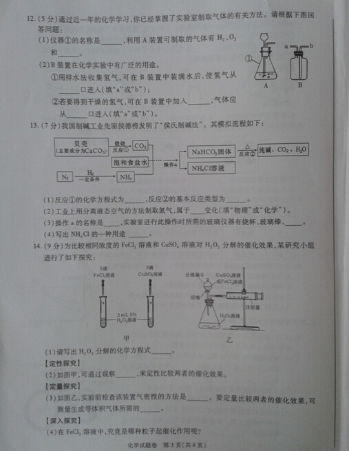 2015安徽中考化学试卷