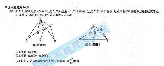 2015安徽中考数学试卷