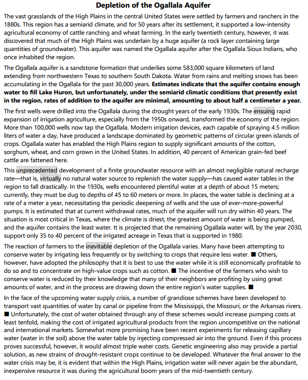 ogallala aquifer,ogallalaaquifer 托福阅读真题练习:depletion of the ogallala aquifer蓄水层