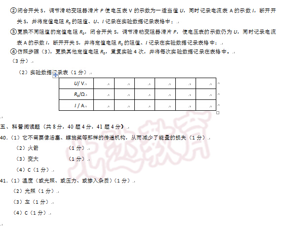 2015北京海淀初三物理期中试题答案