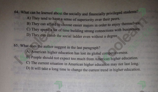 2015年12月cet6阅读答案