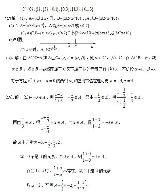 历年高考数学集合练习题
