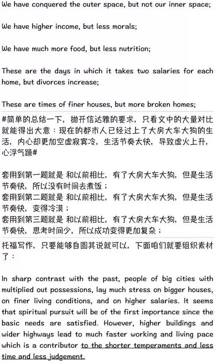 托福写作论题资料：今昔对比类满分资料