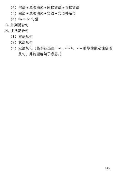 2016北京中考英语考试说明(语法项目表)