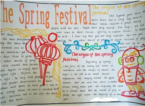 关于春节的英语手抄报:The Spring Festival