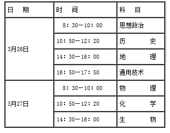 陕西2016年高中学业水平考试时间安排表