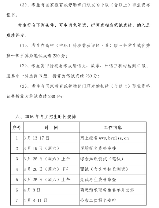 北京劳动保障职业学院2016年自主招生简章