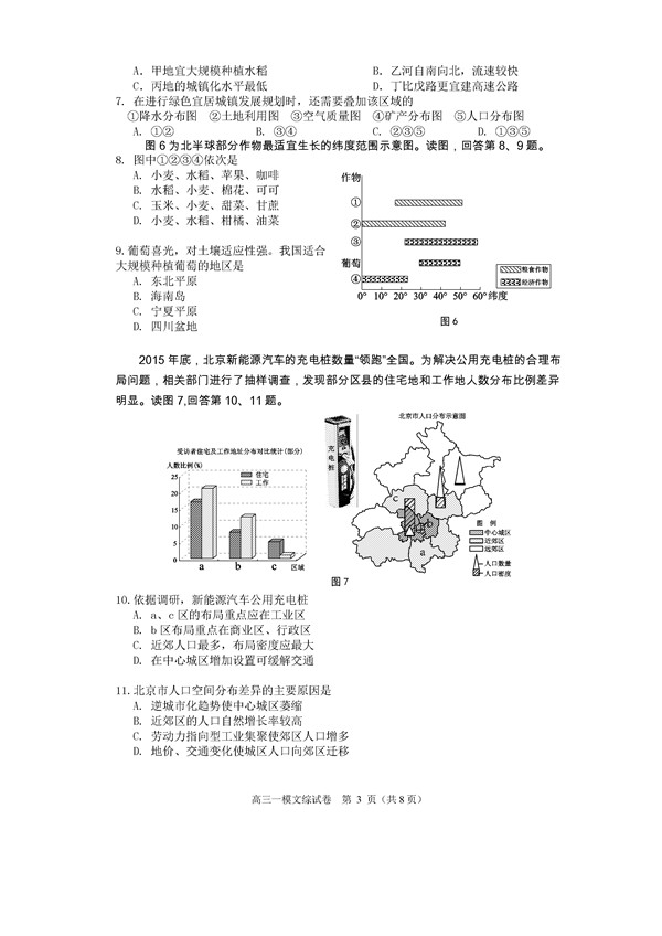 2016北京西城区高三一模地理试题及答案