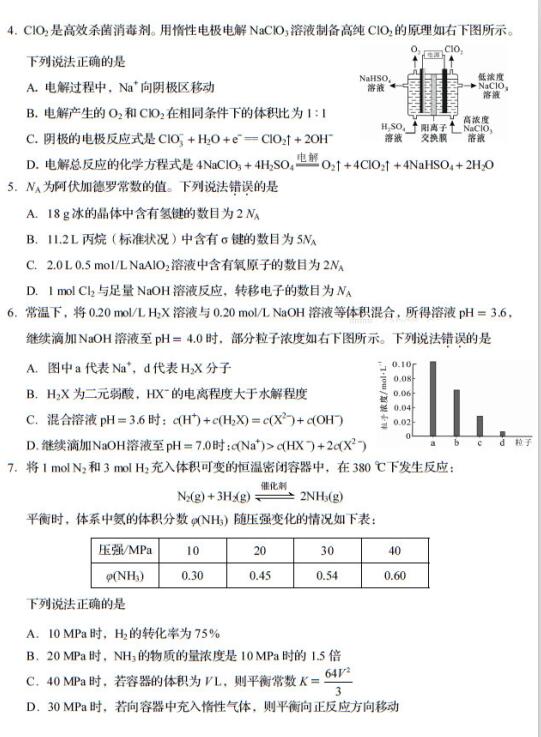 2016四川省适应性考试化学试题及答案