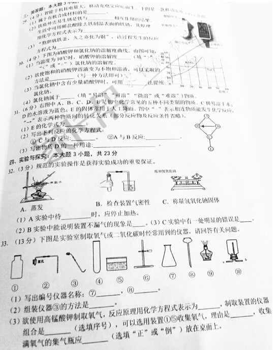 2016兰州中考一诊化学试题