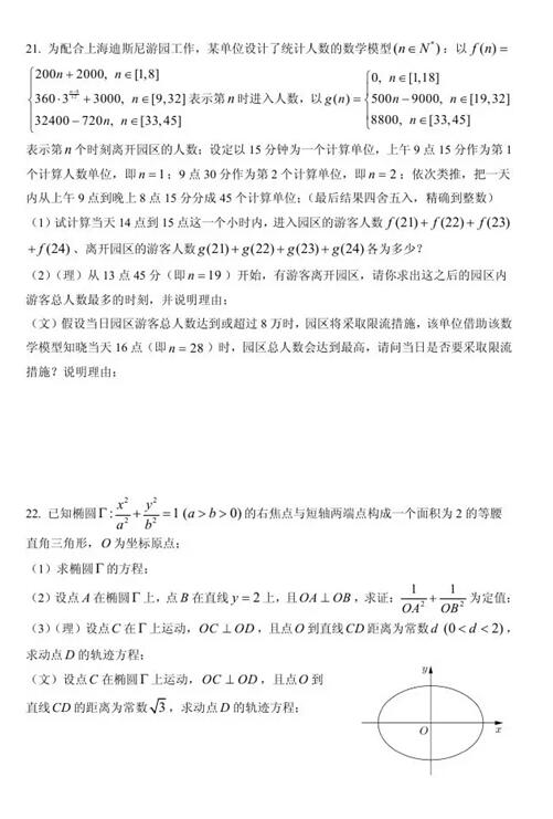 2016上海市闵行区高三二模数学试题及答案