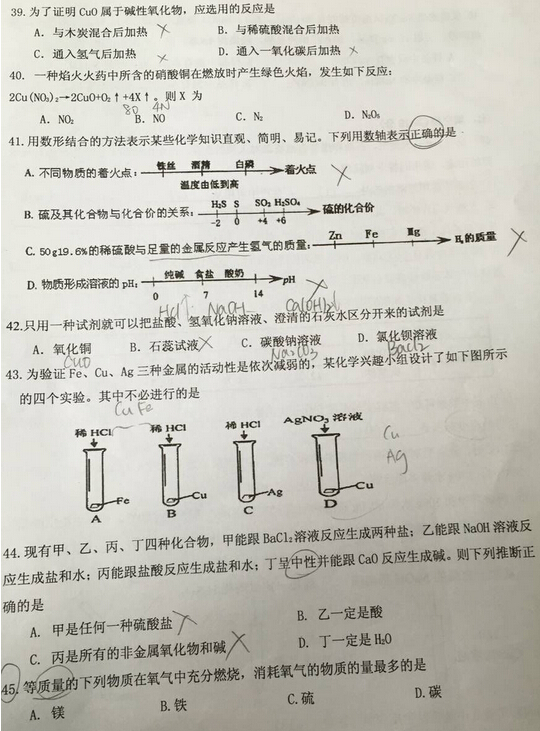 2016上海徐汇区二模化学试题