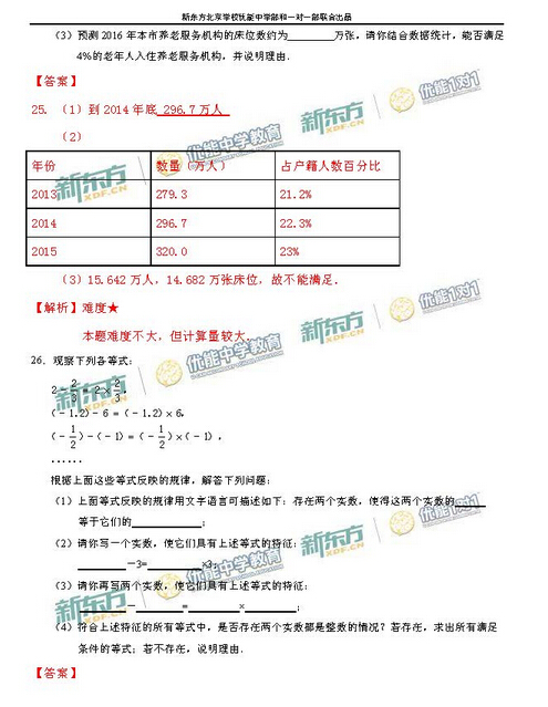 2016北京朝阳区中考一模数学试题及答案