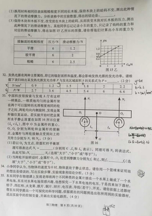 2016北京东城区中考一模物理试题及答案