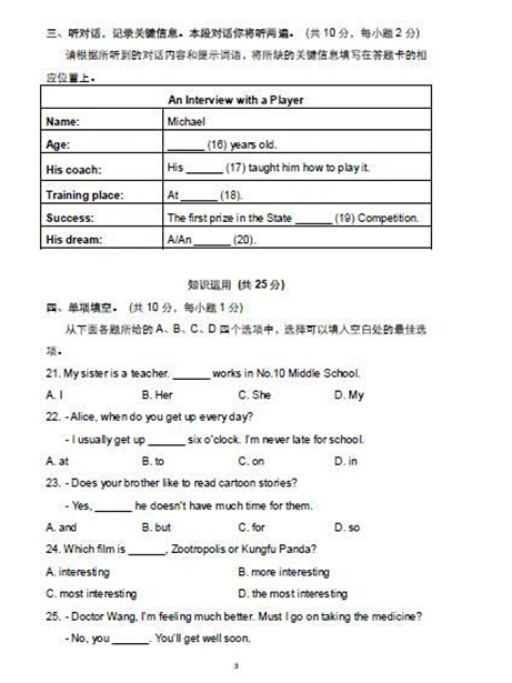 2016北京房山区中考一模英语试题及答案 2016北京房山区中考一模英语试题及答案