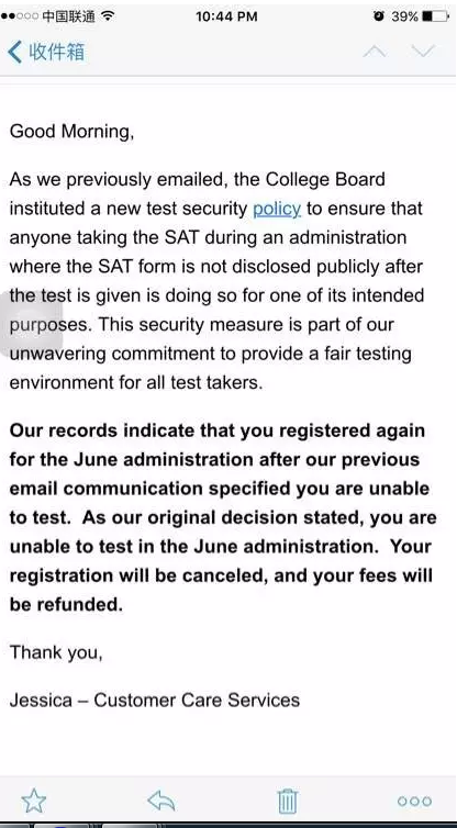 6月新SAT考试考生再次被拒考
