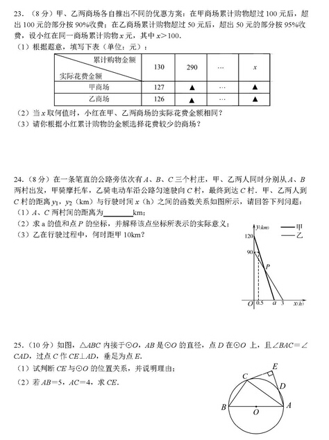 2016江苏南京秦淮区中考一模物理试题及答案
