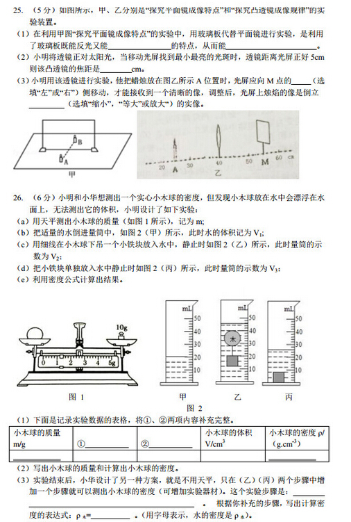 2016江苏南京玄武区中考一模物理试题及答案