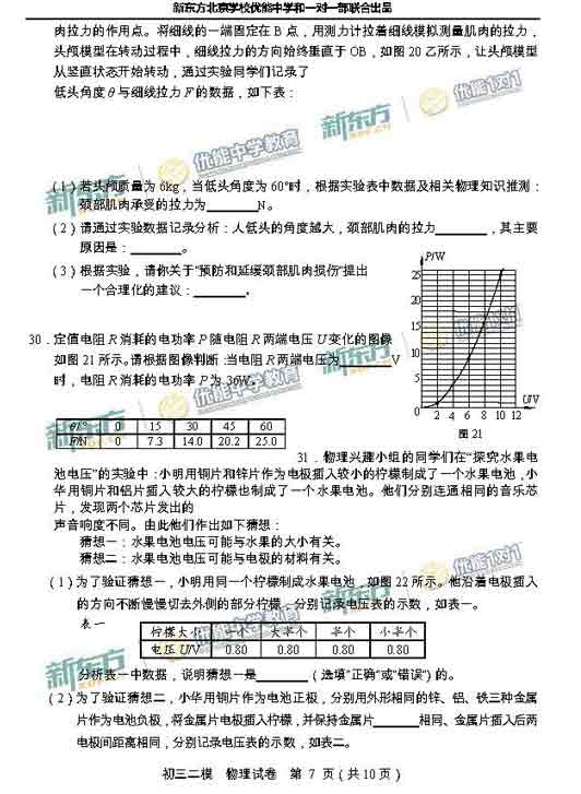 2016北京西城区中考二模物理试题