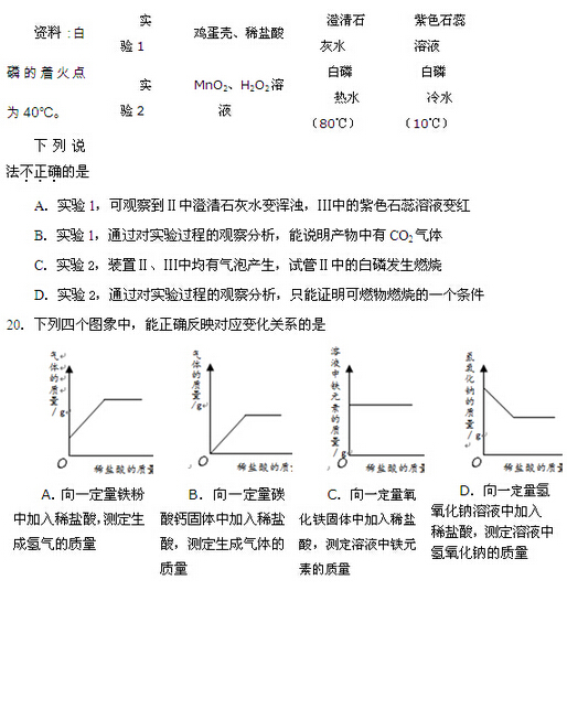 2016北京海淀区中考二模化学试题