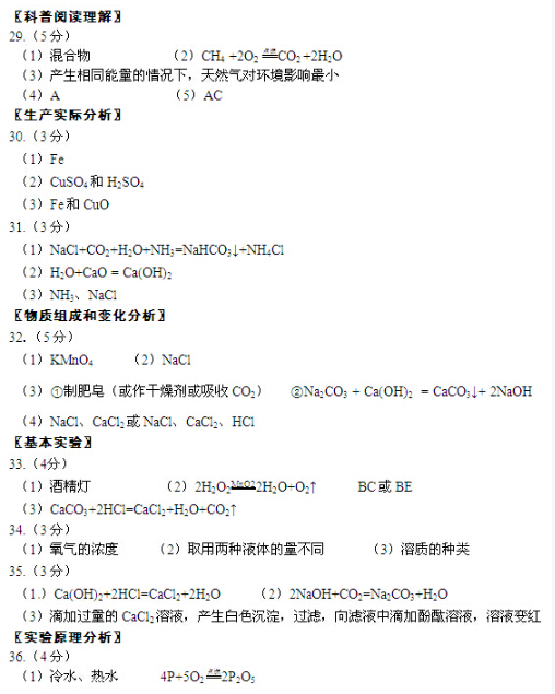 2016北京朝阳区中考二模化学答案 2016北京朝阳区中考二模化学答案