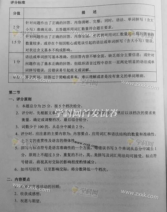 2016天津高考英语答案