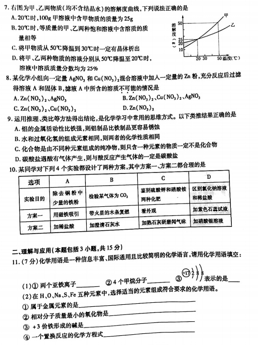 2016山东菏泽中考化学试题