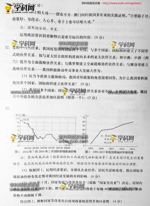 2016上海高考政治试题及答案