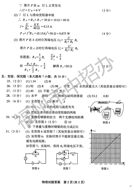 2016福建福州中考物理试题及答案