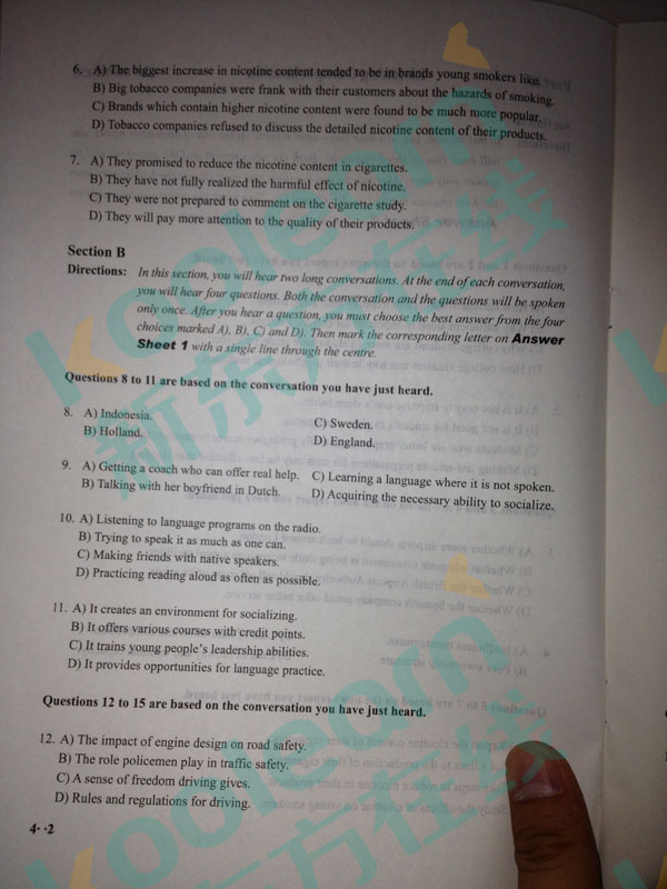 2016年6月英语四级试卷及答案卷三 2016年6月英语四级试卷及答案卷三