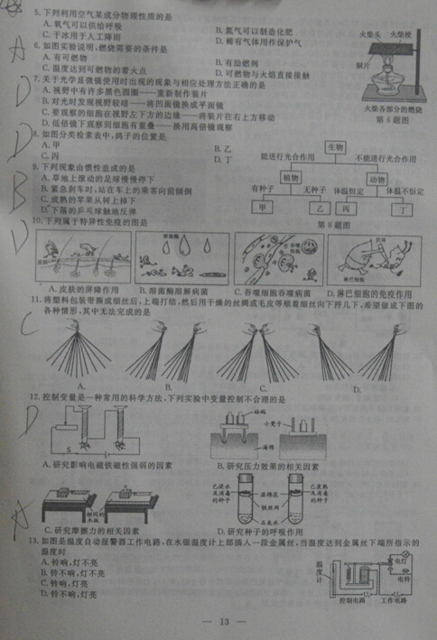 2016浙江绍兴中考科学试题及答案