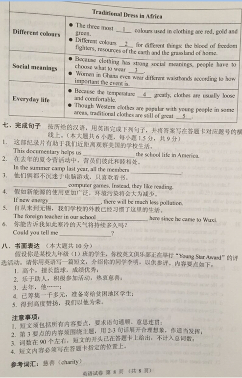2016江苏无锡中考英语试题及答案 2016江苏无锡中考英语试题及答案