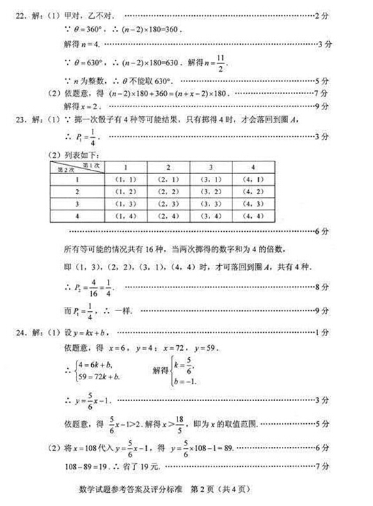 2016河北中考数学答案