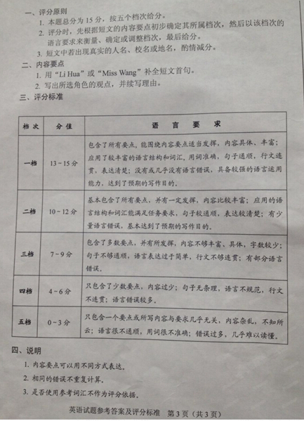 2016河北中考英语试题及答案 2016河北中考英语试题及答案