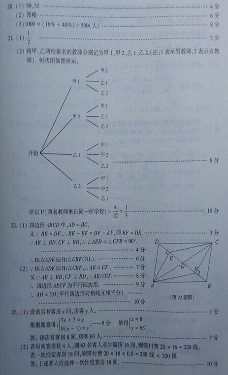 2016江苏连云港中考数学试题及答案