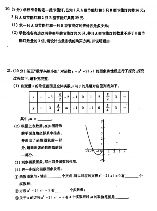2016河南中考数学试题及答案