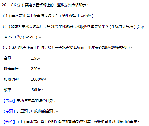 2016丹东中考物理答案