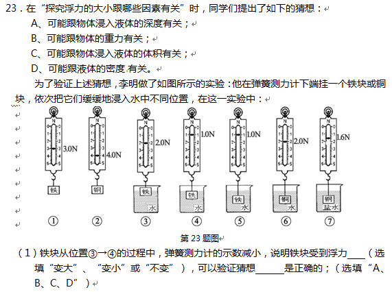 2016阜新中考物理试题及答案