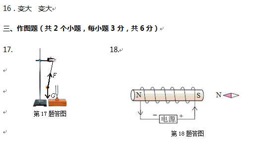 2016阜新中考物理答案