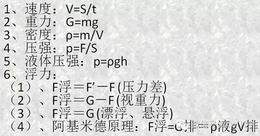 中考物理重要公式总结