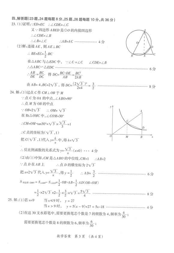 2016宁夏中考数学答案