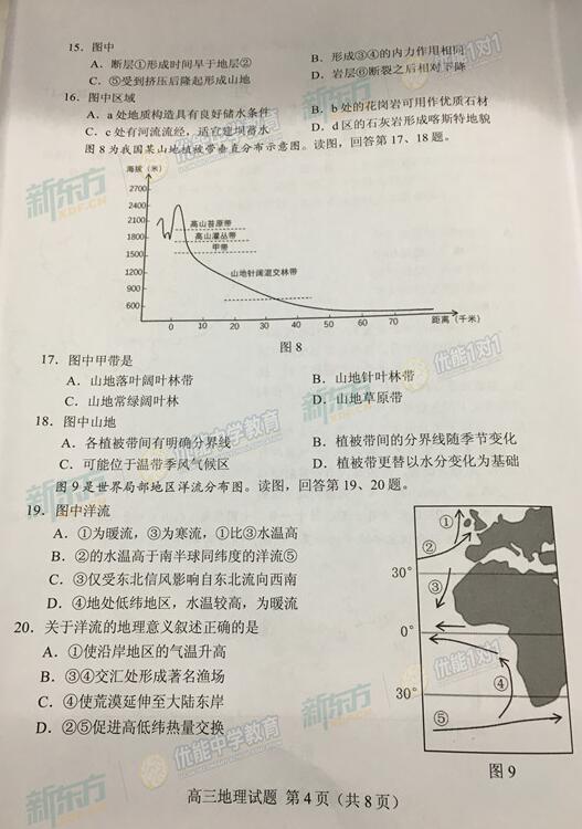 2016-2017学年北京海淀高三期中地理试题及答案 2016-2017学年北京海淀高三期中地理试题及答案