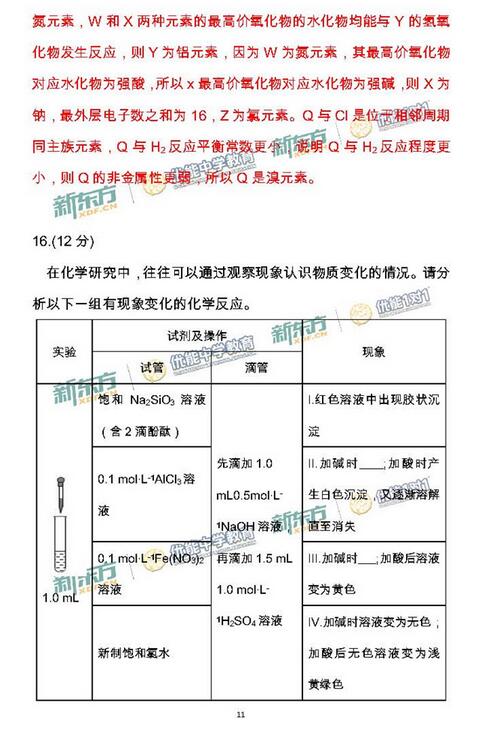 2016-2017年北京海淀高三期中化学试题及答案解析