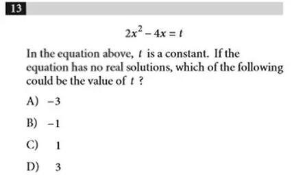 SAT数学真题解析:二次函数求根判别式