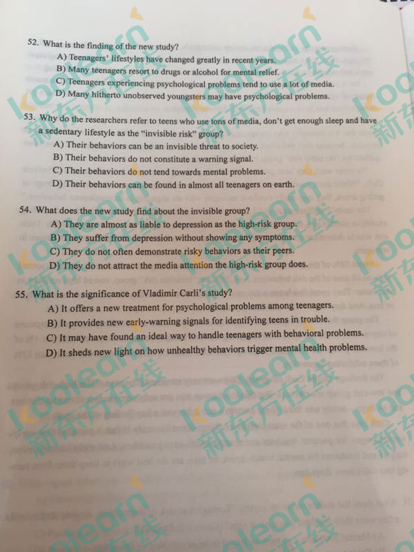 2016年12月英语六级阅读真题及答案 2016年12月英语六级阅读真题及答案