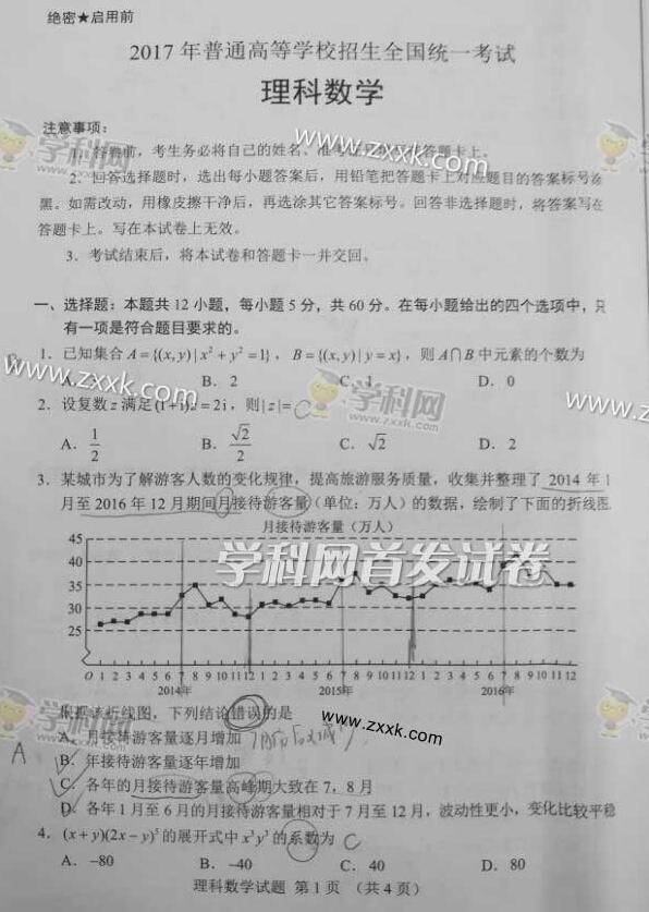 2017广西高考理科数学答案(图片版)_教育热点_金陵热线