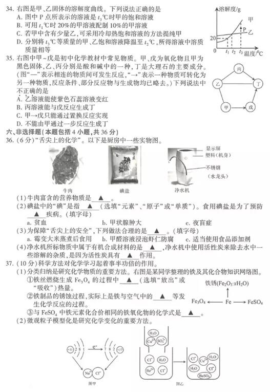 江苏连云港2017中考化学试题及答案 江苏连云港2017中考化学试题及答案